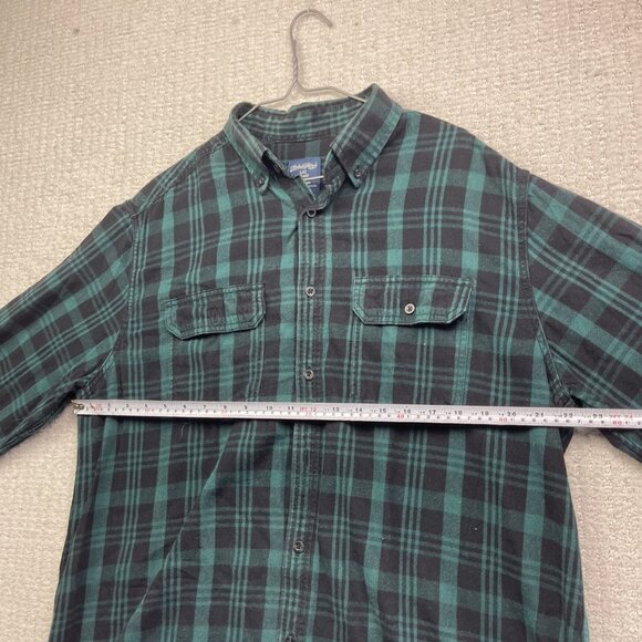 Faded Glory Green / Blue Plaid Flannel Long Sleeve Button Up Mens L Outdoor - Picture 8 of 14